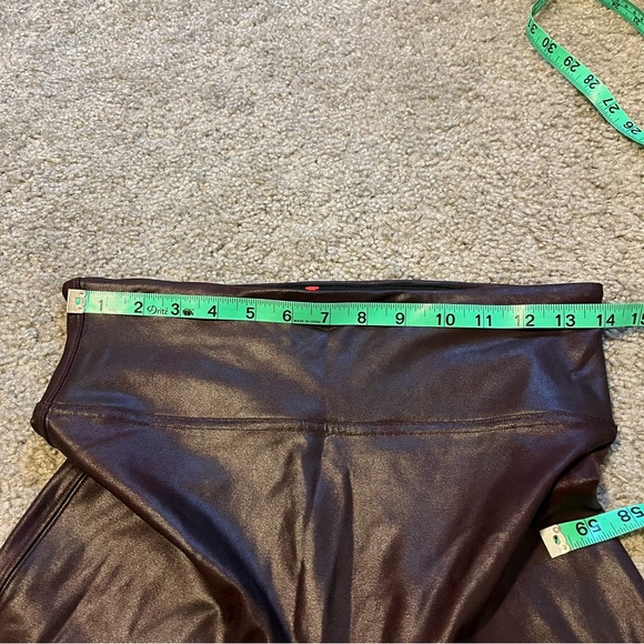 Spanx faux leather wine burgundy maroon leggings X-Large - Picture 8 of 10